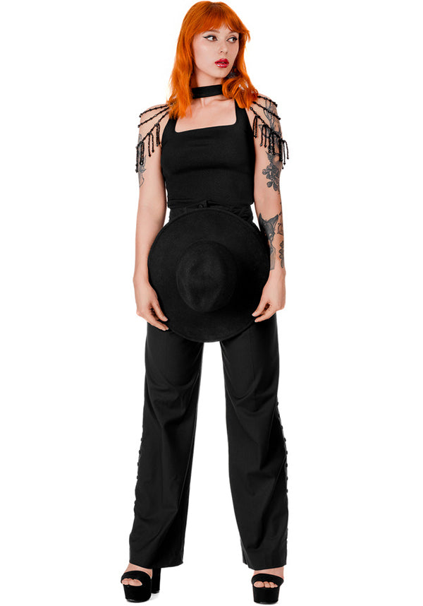 Arabella Buttoned Corset-Style Women's Pants for Corporate Goth Fashion