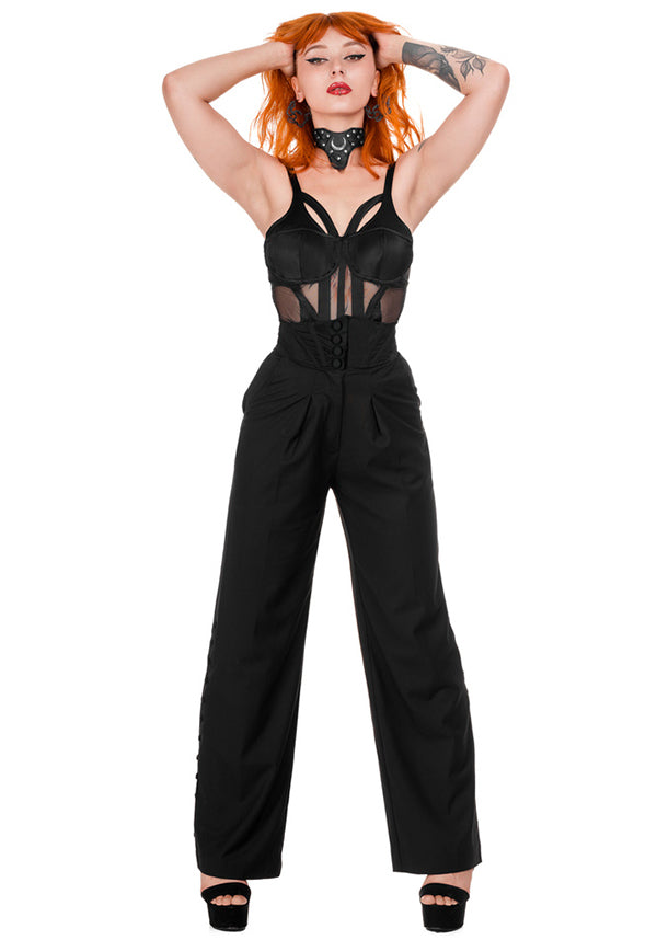 Arabella Buttoned Corset-Style Women's Pants for Corporate Goth Fashion