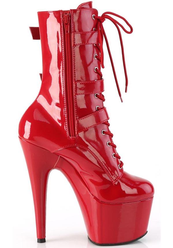 PREORDER! ADORE-1043 Red Patent Platform Heel Ankle Boots