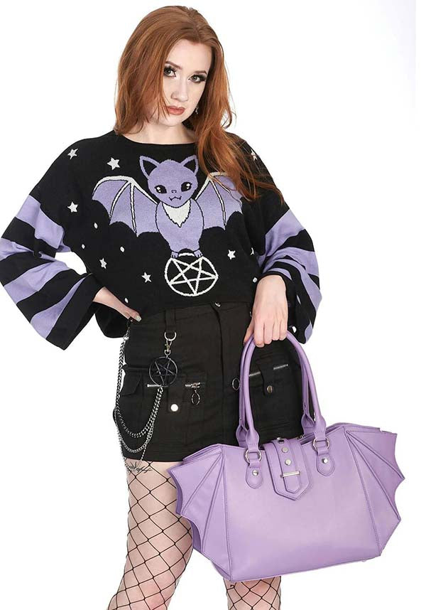 Annabelle Lilac Gothic-Style Faux Leather Handbag