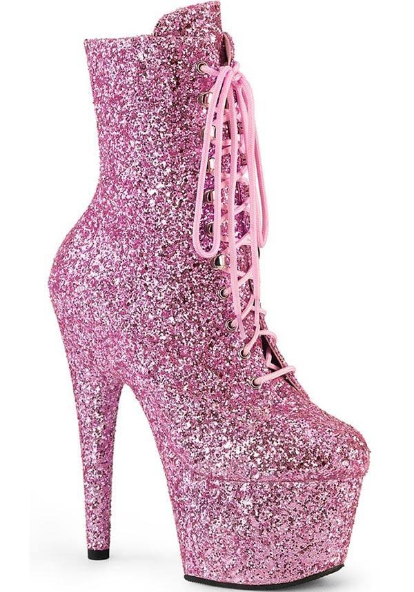 PREORDER - ADORE 1020GWR Baby Pink Glitter Platform Ankle Boots