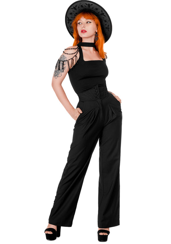 Arabella Buttoned Corset-Style Women's Pants for Corporate Goth Fashion