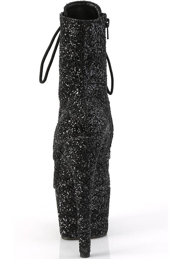 ADORE-1020GWR Black Glitter Platform Ankle Boots - Preorder for Fashionable Footwear