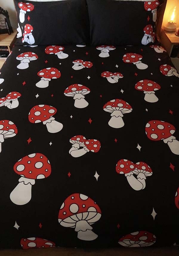 Gothic Mystical Amanita Nightmare Queen Size Quilt Set by Hell's Blankets