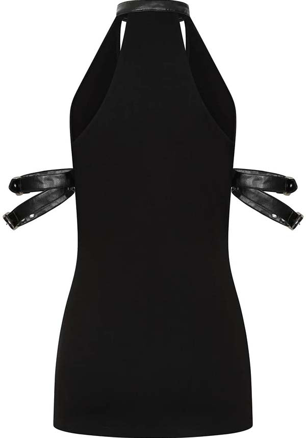 Chic Aphrodite Plunge Cowl Neck Faux Leather Top for Fashion Enthusiasts