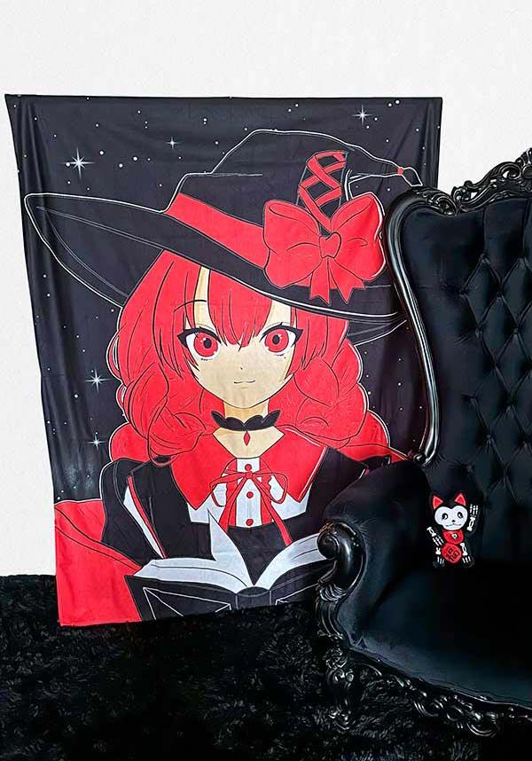 Red Academia Witch Tapestry - A Mystical Wall Decor Piece