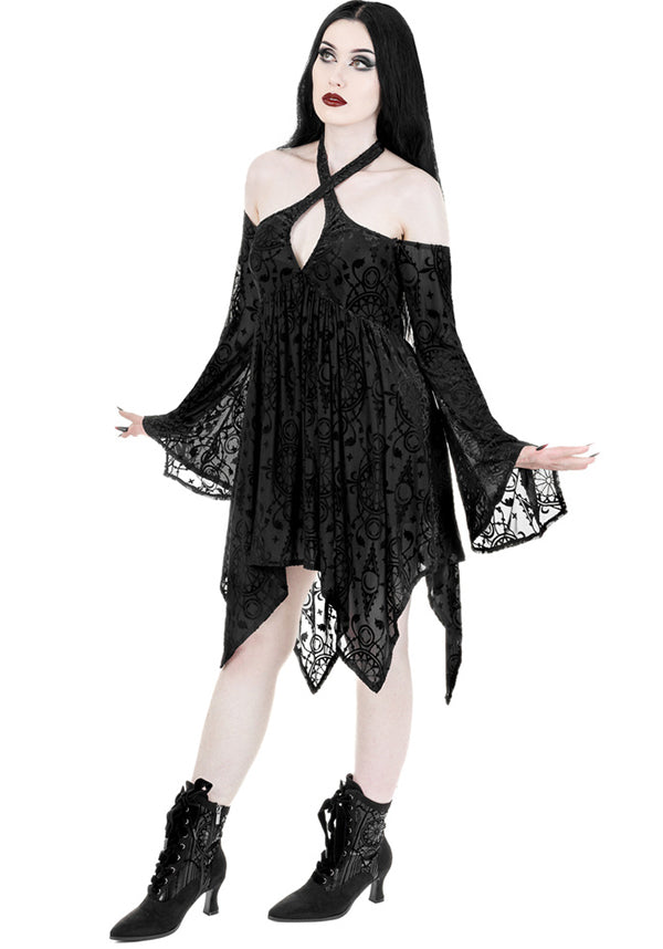 Restyle's Enchanting Gothic Burn-out Velour Mini Dress