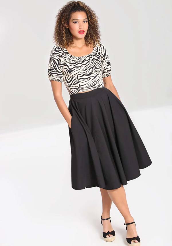 Hell Bunny Abi Vintage 1950s Style Full Circle Mid - length Cotton Skirt