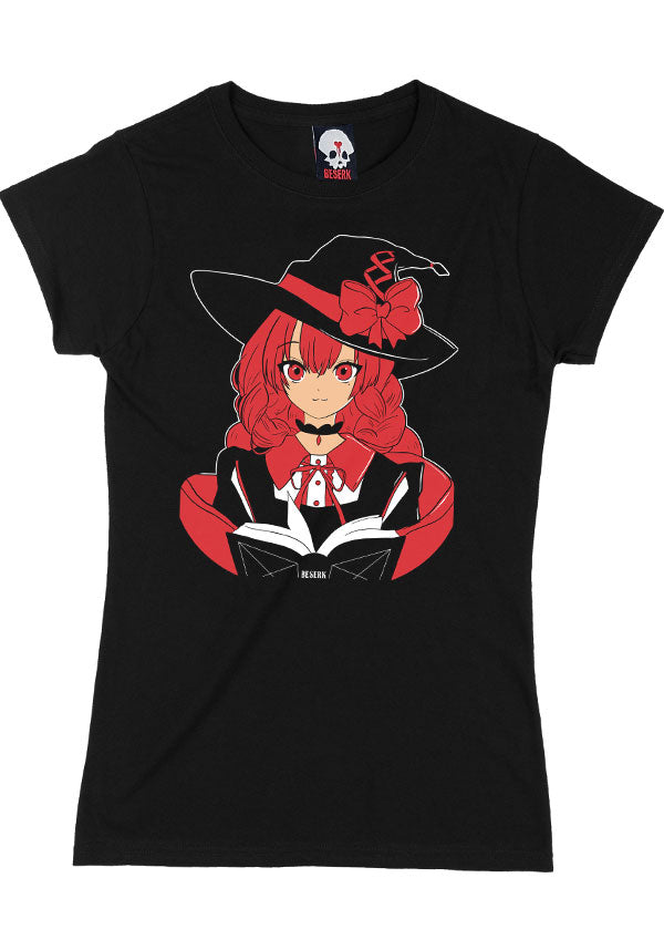 Enchanting Academia Witch Ladies' Fitted Cotton T-Shirt