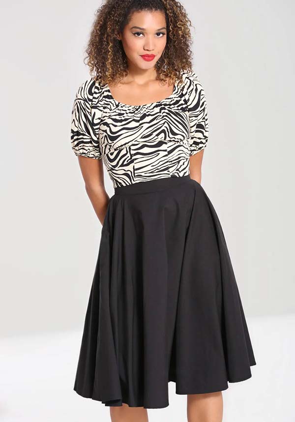 Hell Bunny Abi Vintage 1950s Style Full Circle Mid - length Cotton Skirt