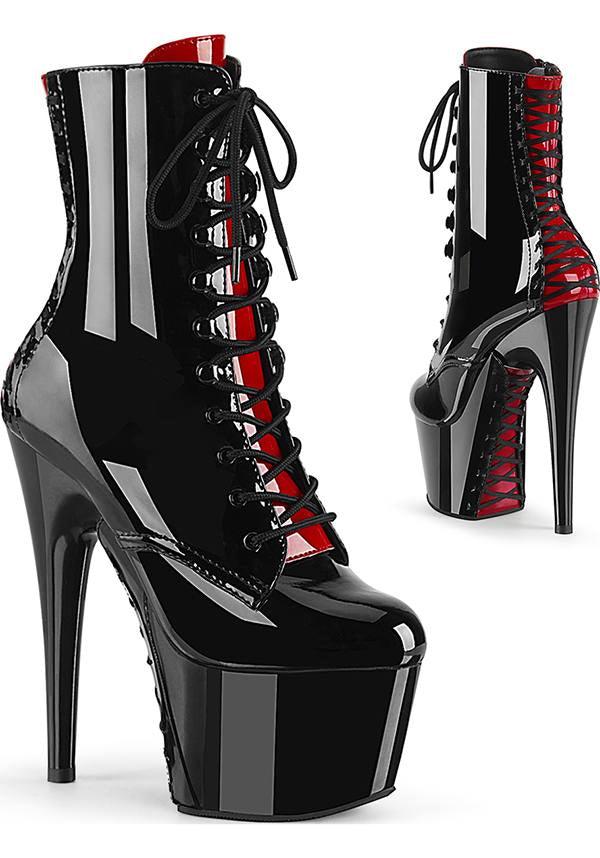ADORE-1020FH Platform Boots in Black and Red Patent Finish | Pre-Order