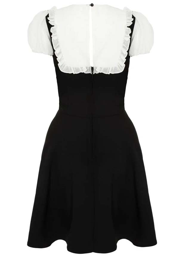 Hell Bunny's Black and White Alice Mini Dress: Gothic Charm with a Flirty Twist