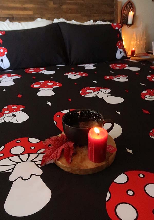 Gothic Mystical Amanita Nightmare Queen Size Quilt Set by Hell's Blankets