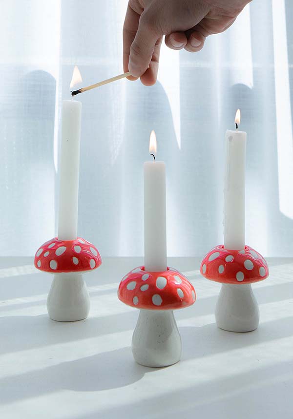 Doiy's Exquisite Ceramic Amanita Mushroom-Shaped Candle Holder