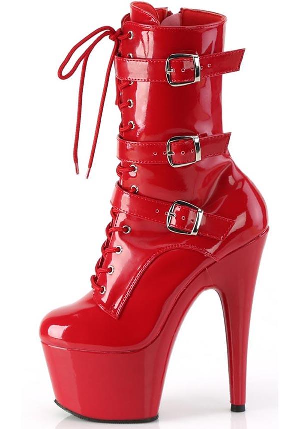 PREORDER! ADORE-1043 Red Patent Platform Heel Ankle Boots