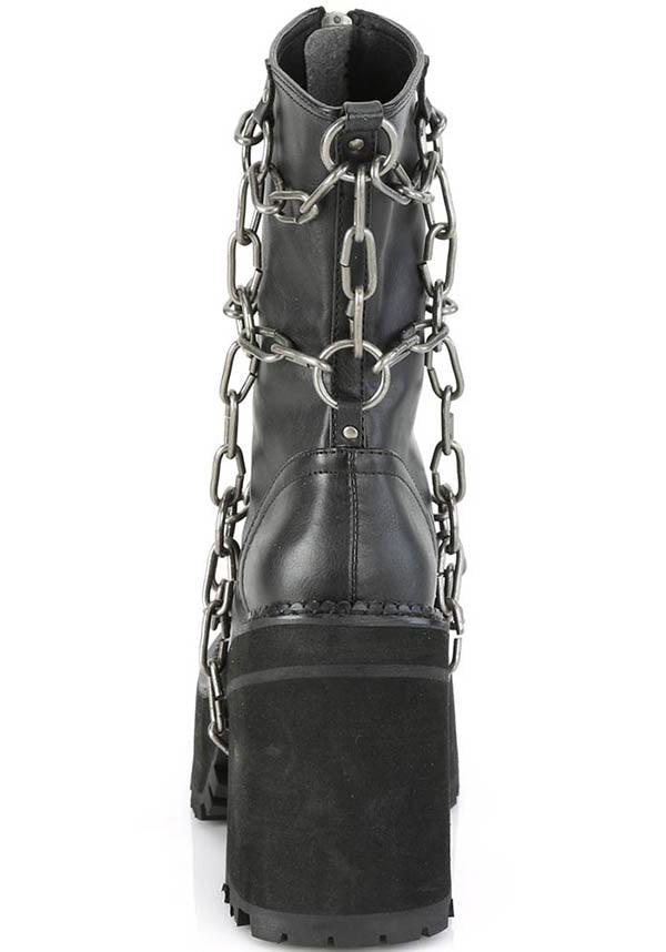 ASSAULT-66 Black Matte Ankle Boots with Cage Chain Detail [Preorder]