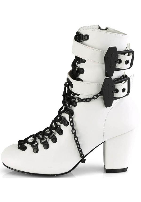 VIVIKA-128 White Matte Ankle Boots - Preorder Now