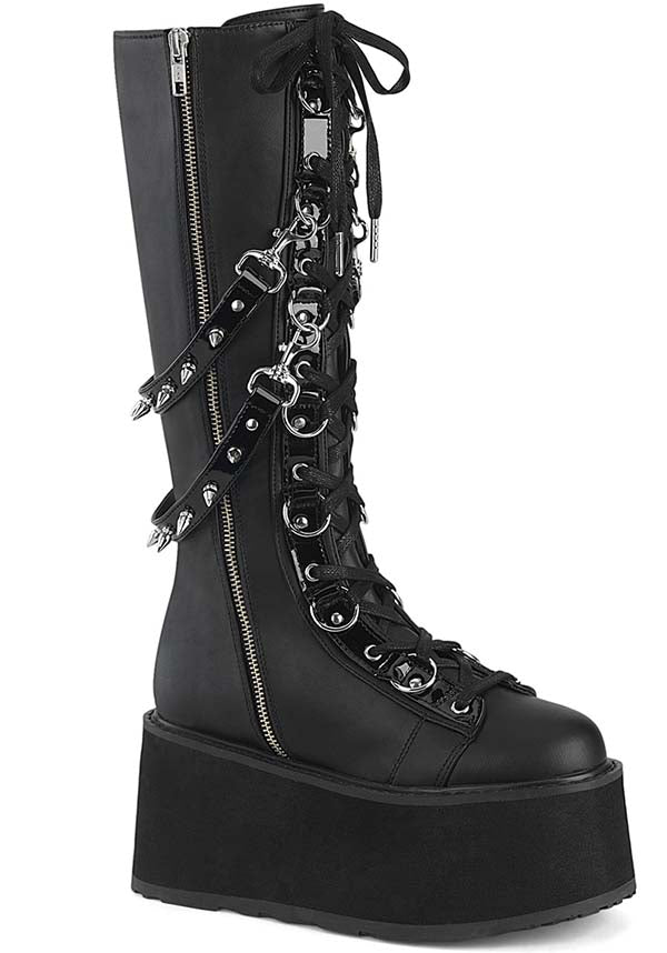 DAMNED-220 Black Platform Knee-High Boots - Preorder