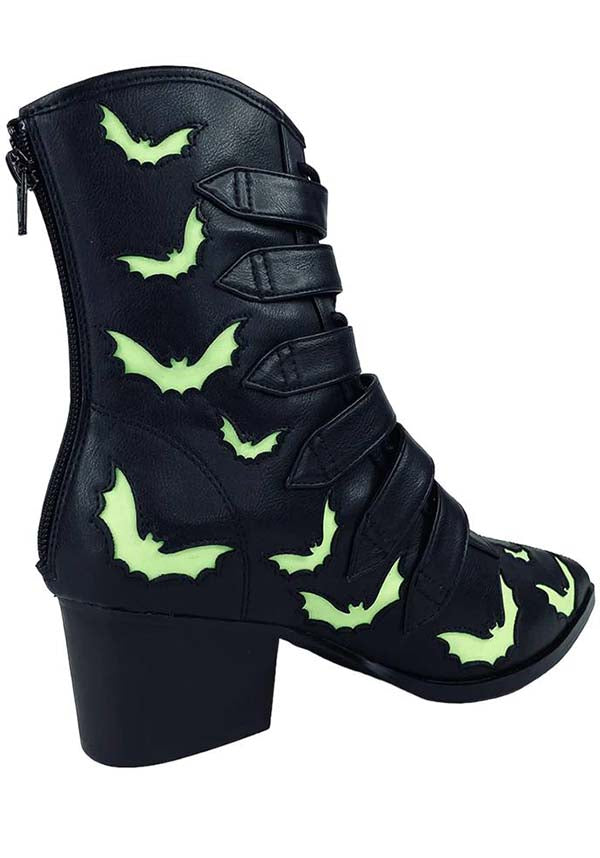 Strangecvlt's Enchanting Coven Bat Glow - in - the - Dark Fashion Boots