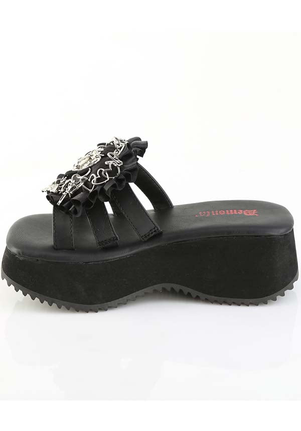 Pre-order Demonia FLIP-16 Black Three-Banded Slide Sandals