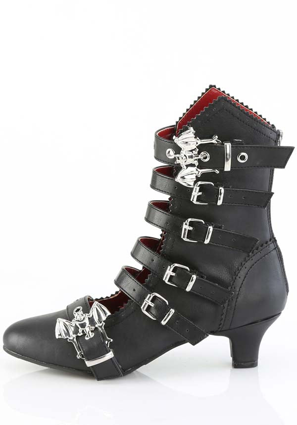 Demonia FLORA-1035 Black Mid-Calf Heel Boots - Preorder