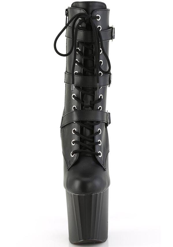 PREORDER! ENCHANT-1043 Black Faux Platform Heel Ankle Boots
