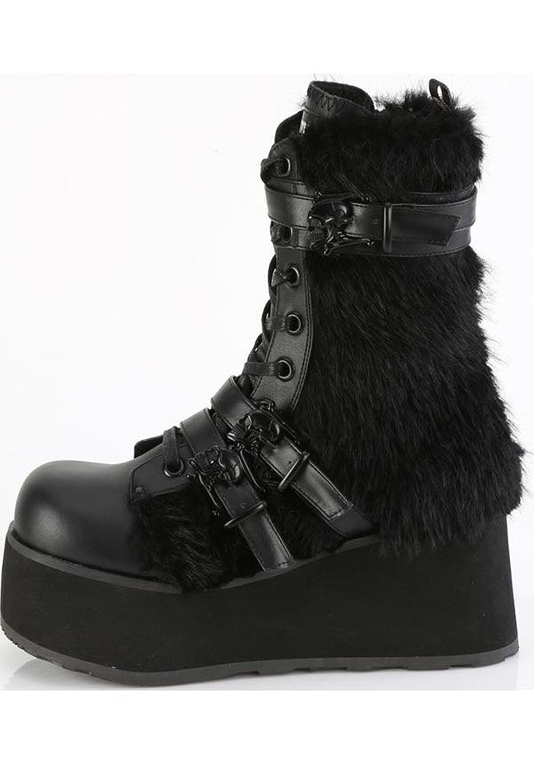 Black TRASHVILLE-218 Lace-Up Mid-Calf Boots - Preorder