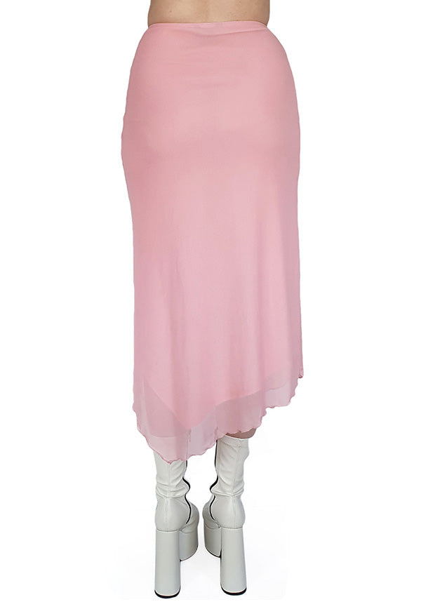 Banned Alternative Umbra Mesh Women's Ruched Skirt in Soft Pink Shade