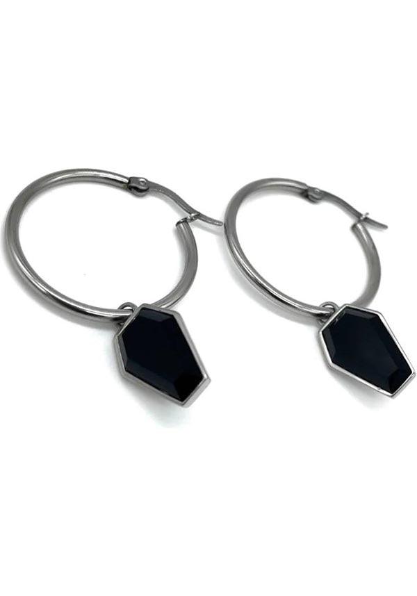 Stunning Crypt Black Coffin Stainless Steel Hoop Earrings