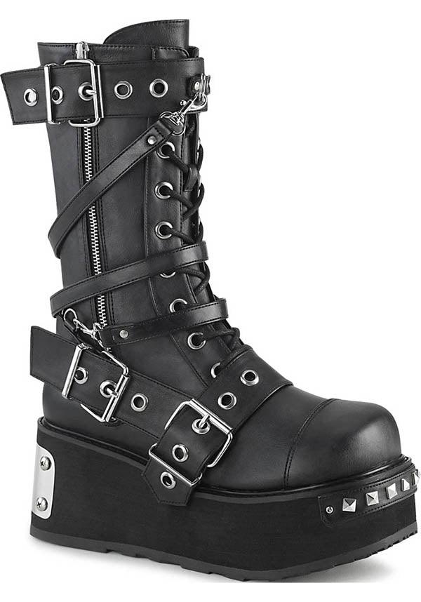 Matte Black Mid-Calf Platform Boots - TRASHVILLE-250 (Preorder)