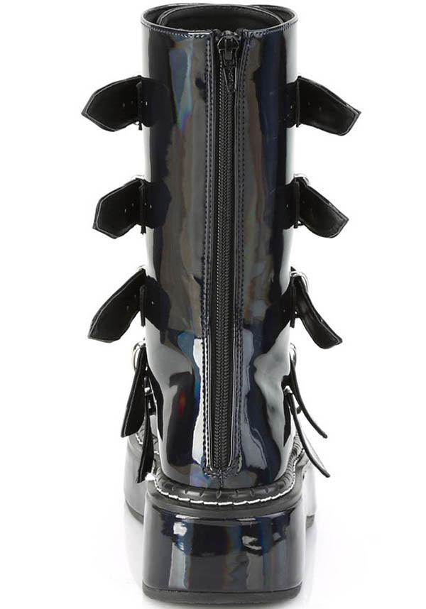 PREORDER! EMILY-330 Platform Boots in Black Hologram Style