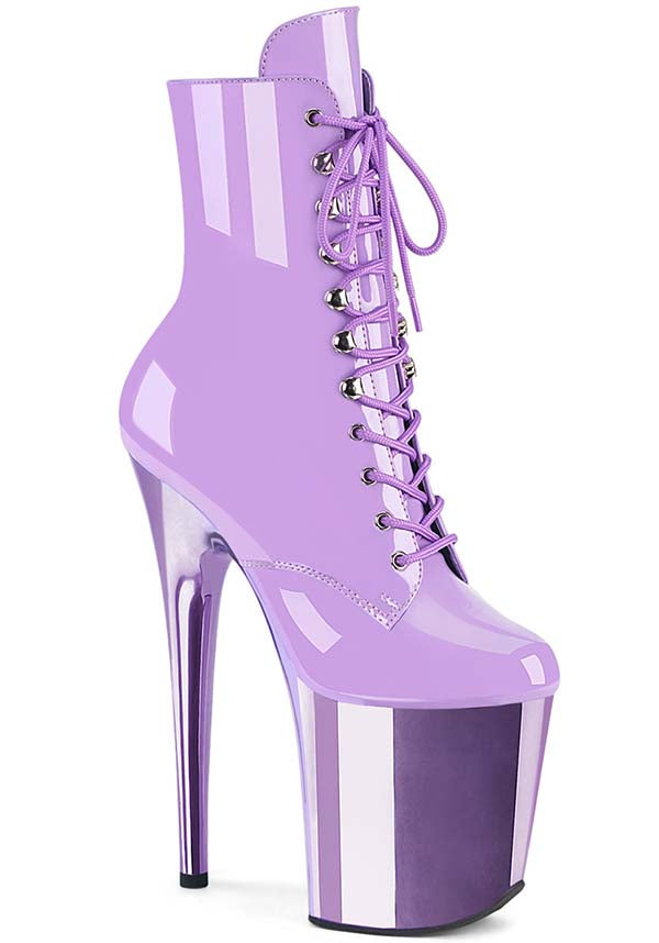 Pre - order FLAMINGO - 1020 Lavender Patent Platform Ankle Boots