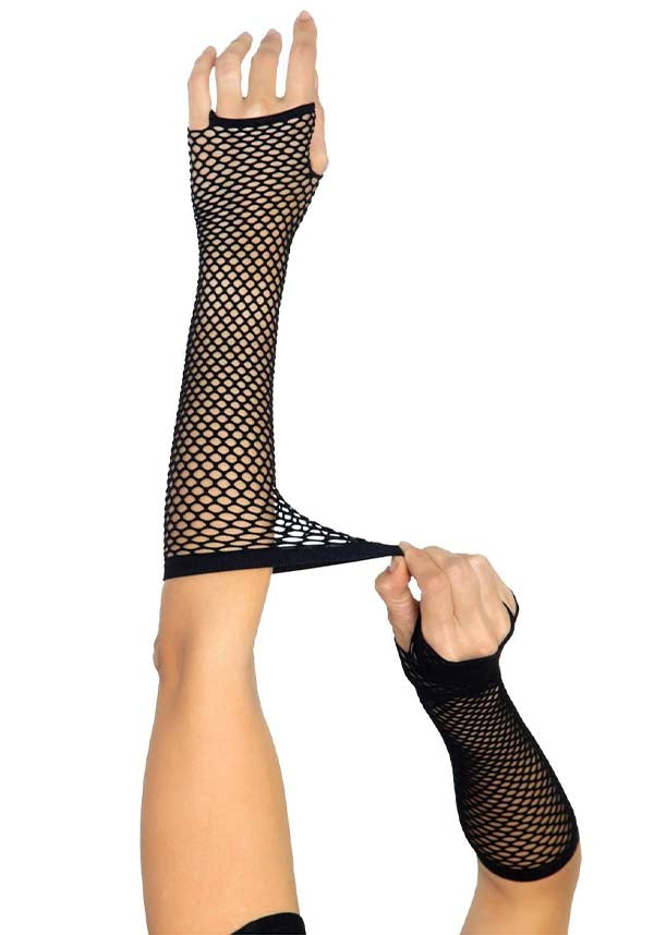 Black Fingerless Triangle Net Arm Warmers by LEG AVENUE - Stylish Costume Accessory