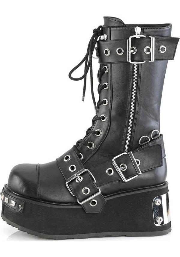 Matte Black Mid-Calf Platform Boots - TRASHVILLE-250 (Preorder)