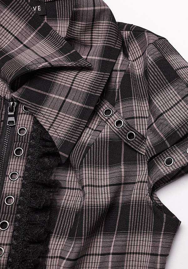 Baby Pink and Black Uriah Tartan Women's Shirt - A Blend of Classic and Feminine Style