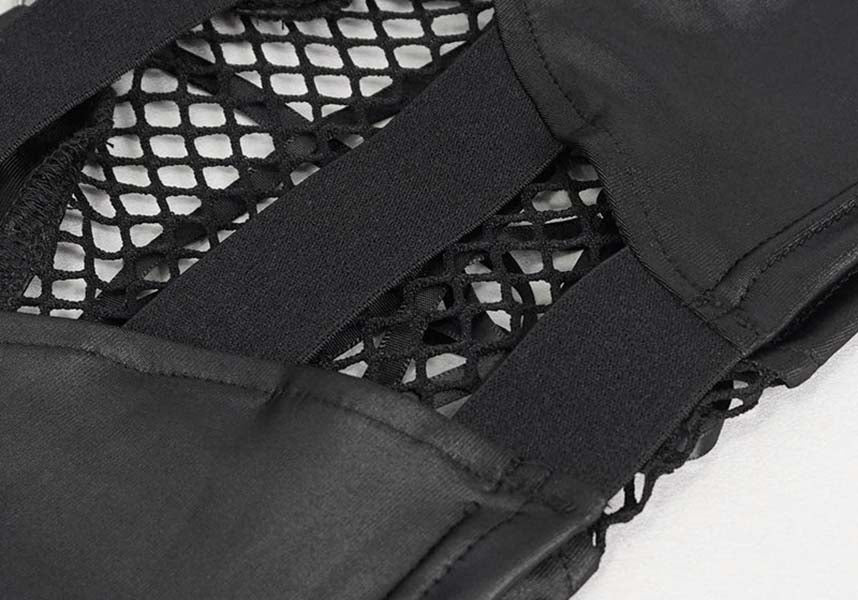 Devil Fashion's Cyber Goth Lace - Up Rubberised Mesh Top