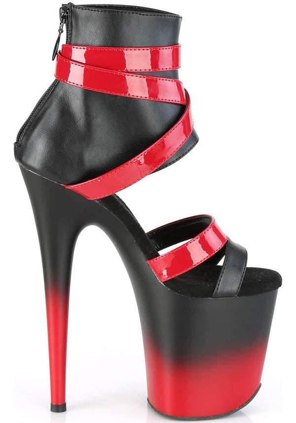 Pleaser Flamingo-800-15 Platform Heels in Black and Red Color Scheme - Pre-Order Only