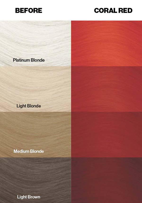 Coral Red Semi - permanent Hair Colour for Pale to Platinum Blonde Hair