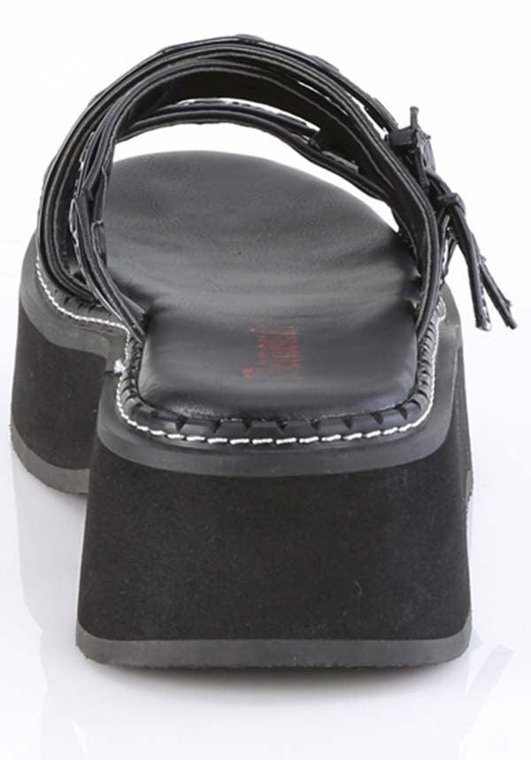 EMILY-07 Black Strappy Flats - Preorder Now