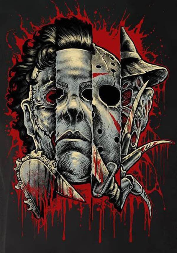 Frightening Faces of Horror Design T-Shirt for Spooky Lovers