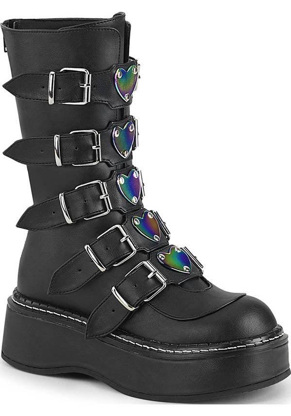 PREORDER! EMILY-330 Black Platform Mid-Calf Boots