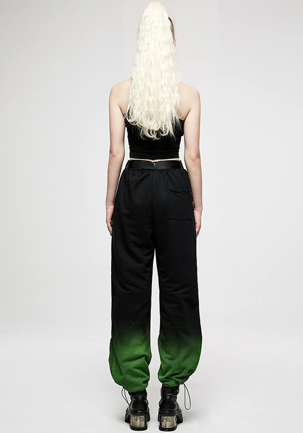 Eternal Eventide Green Casual Streetwear Pants with Elastic Waist