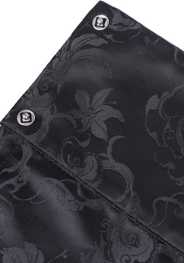 Devil Fashion Luxury Black Floral Jacquard Maxi Skirt
