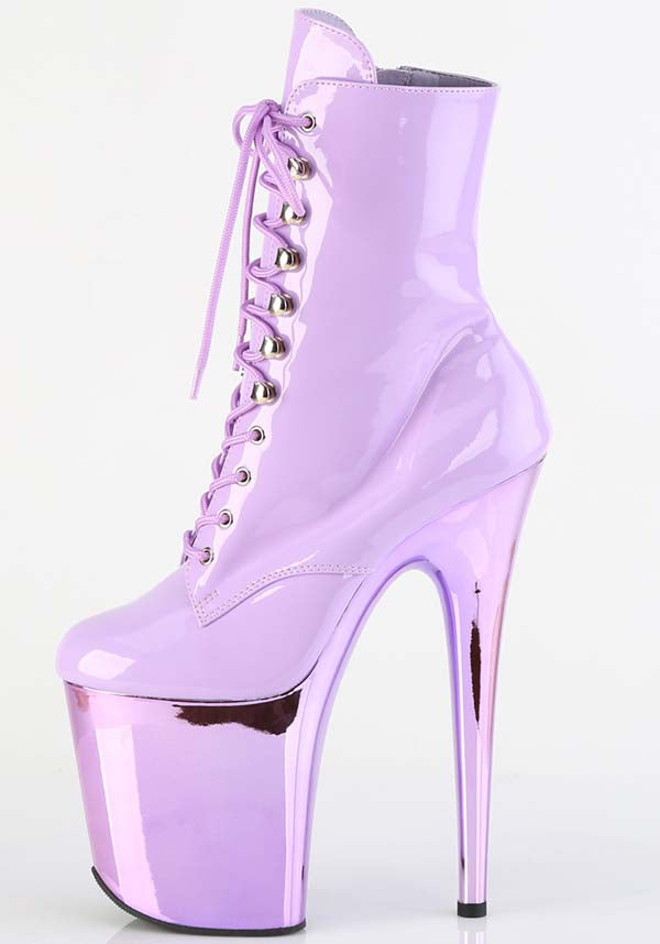 Pre - order FLAMINGO - 1020 Lavender Patent Platform Ankle Boots