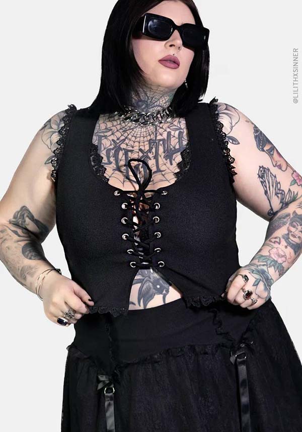 Circe Women's Fashionable Lace-Trimmed Adjustable Corset Front TOP