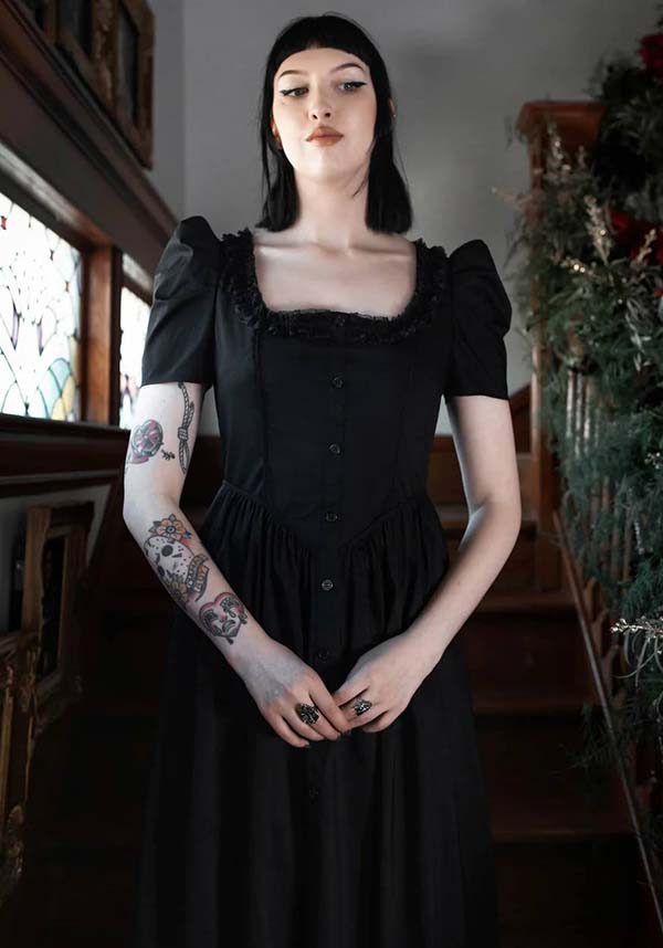 Lively Ghosts' Gothic Charm Chateau De Shadows Dress