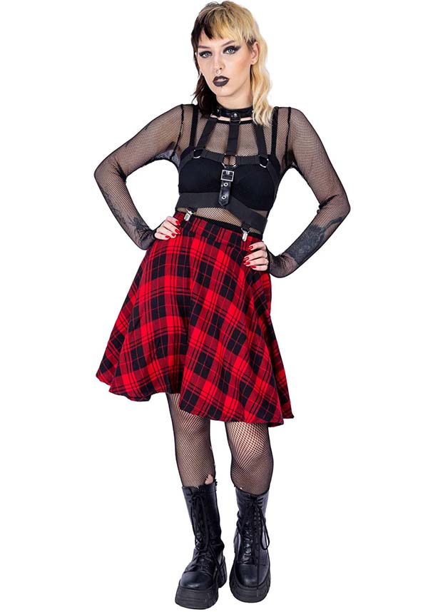 Elrene Red Checkered Skirt for Alternative Fashion Lovers