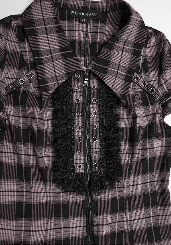 Baby Pink and Black Uriah Tartan Women's Shirt - A Blend of Classic and Feminine Style