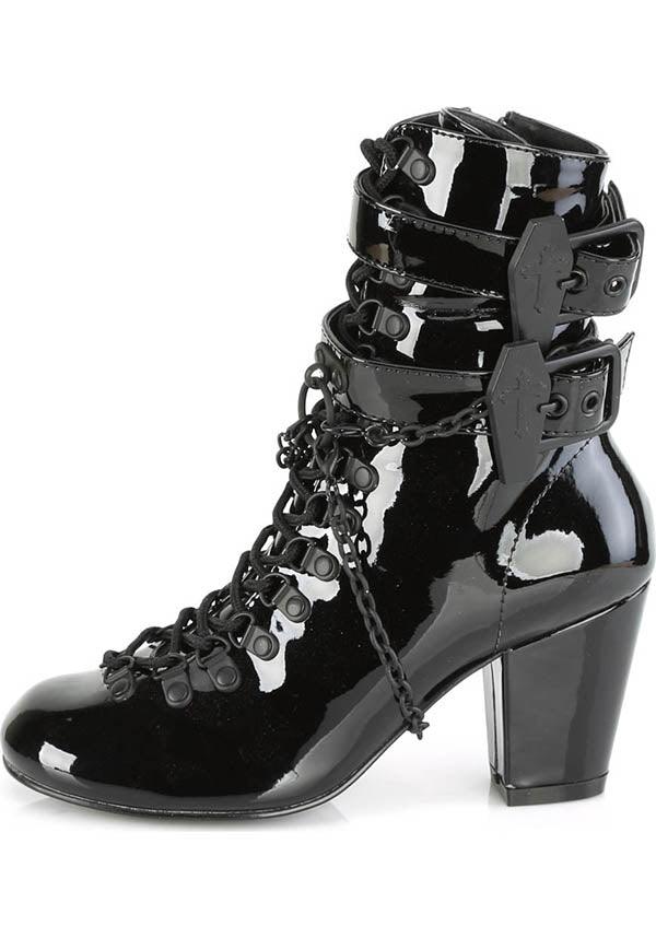 VIVIKA-128 Black Patent Leather Pre-ordered Ankle Boots