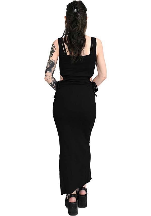 Foxblood's Ella Ribbed Maxi Dress: Dark Elegance for Any Occasion